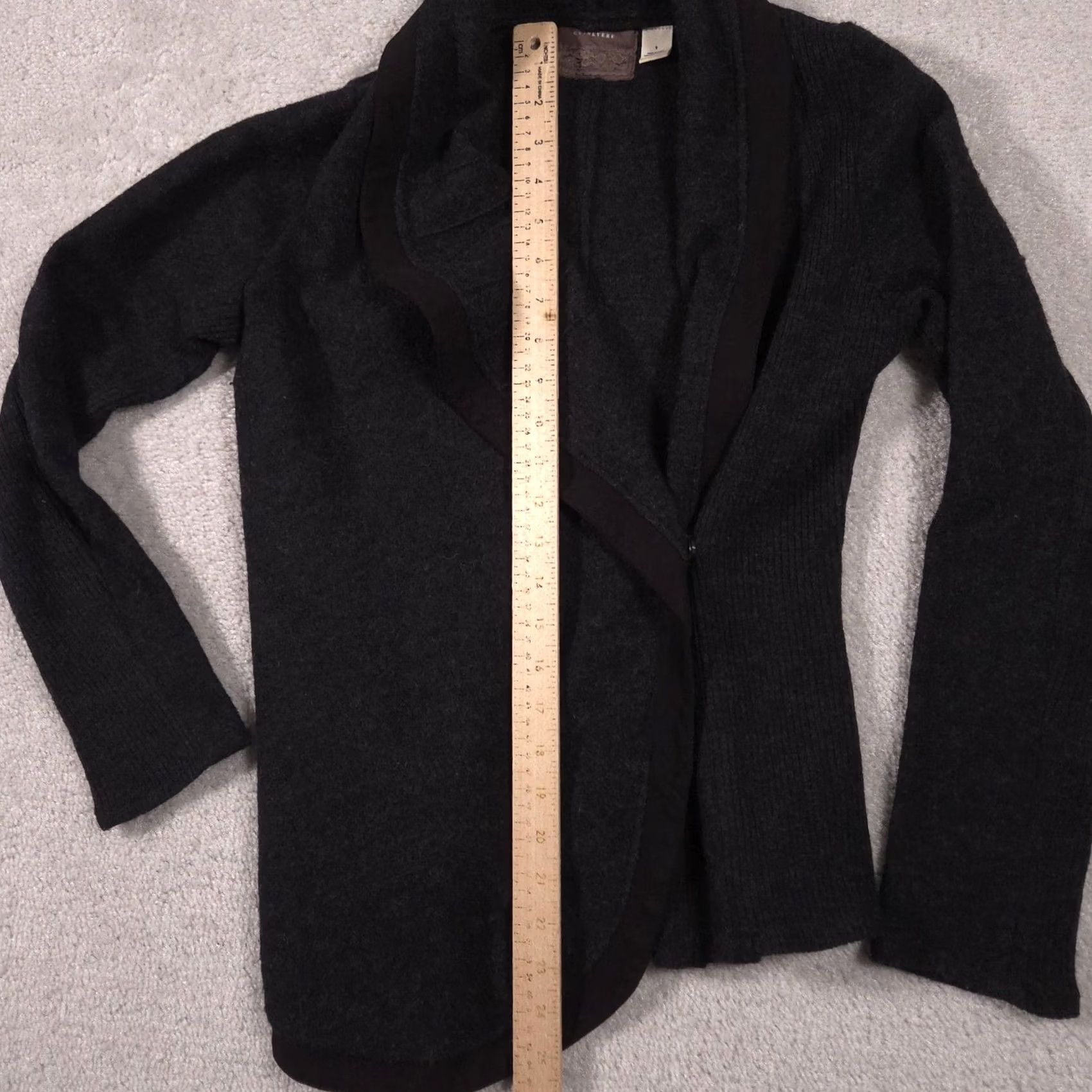 Vintage Guinevere Cardigan Sweater Womens S Gray Open Front Pleated Knit Collar Knit Style Tight-Knit V-Neck Casual Winter Size S / US 4 / IT 40 - 7 Thumbnail