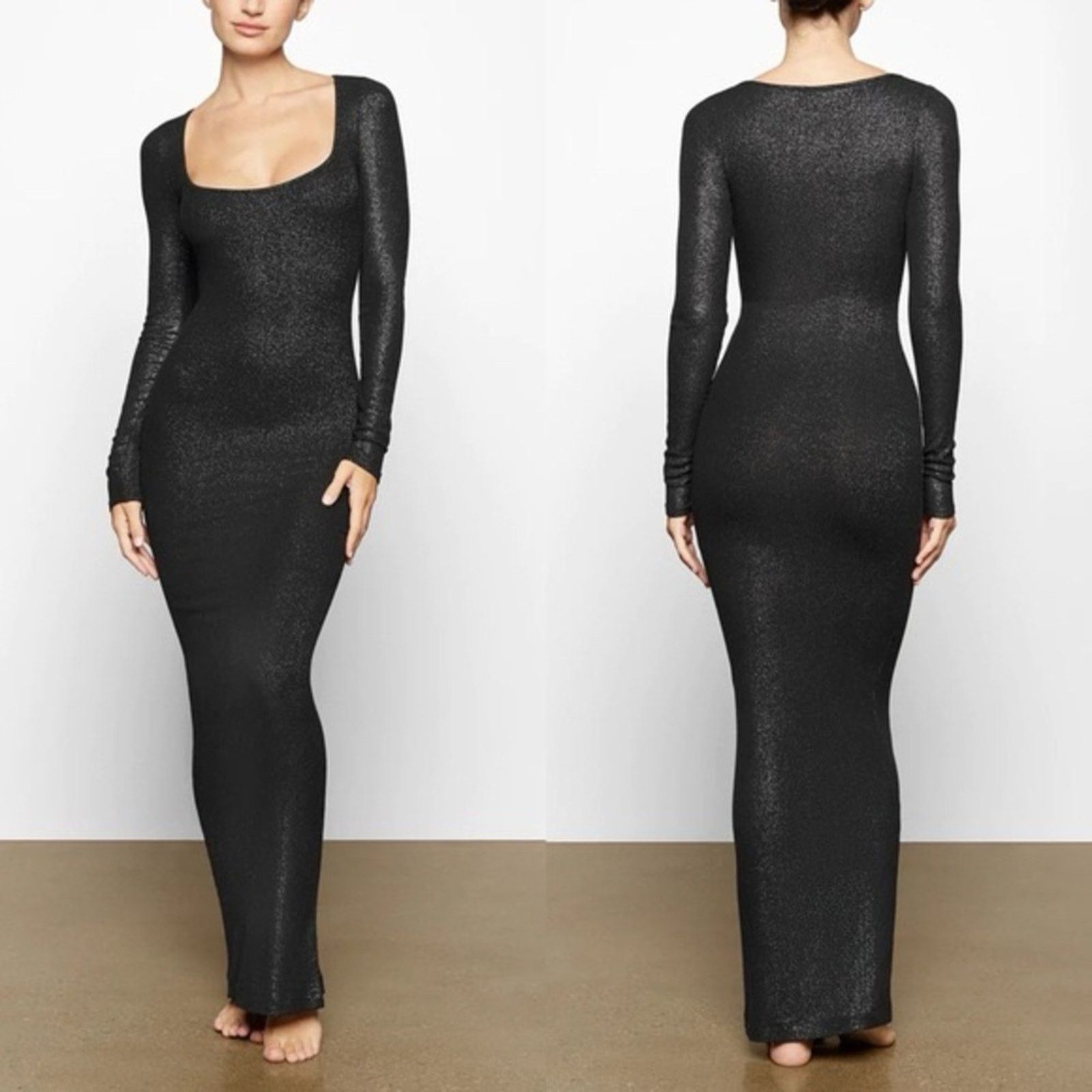 slim fit dress slacks SKIMS FITS EVERYBODY LONG SLIP DRESS LACE ONYX  ONE OF A KIND