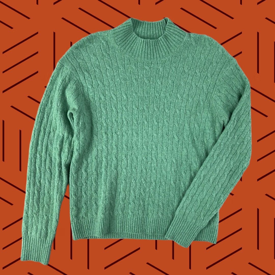 J.Crew J. Crew Factory Green Extra Soft Cable Knit Sweater Mock Neck / Women’s Medium Sweater Size M / US 6-8 / IT 42-44 - 1 Thumbnail