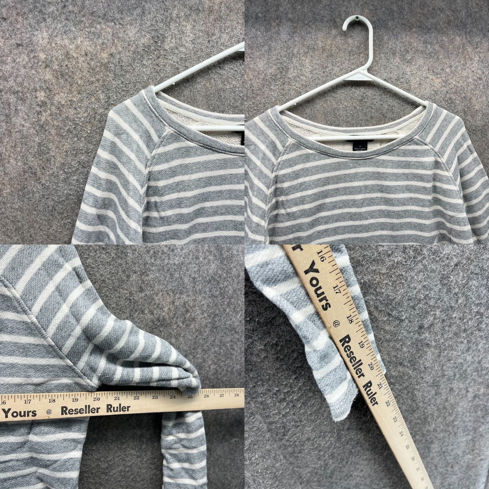 Calvin Klein VINTAGE Calvin Klein Shirt Women Medium Gray White Striped Long Sleeve Crop Fleece Size M / US 6-8 / IT 42-44 - 8 Thumbnail