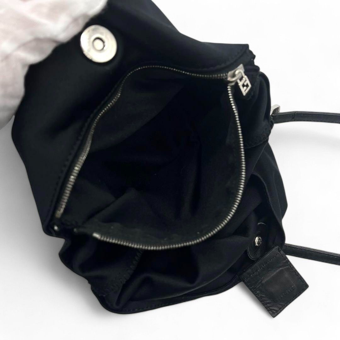 Fendi Fendi - Tote Handbag Jersey Black Leather FF Silver Size ONE SIZE - 7 Thumbnail