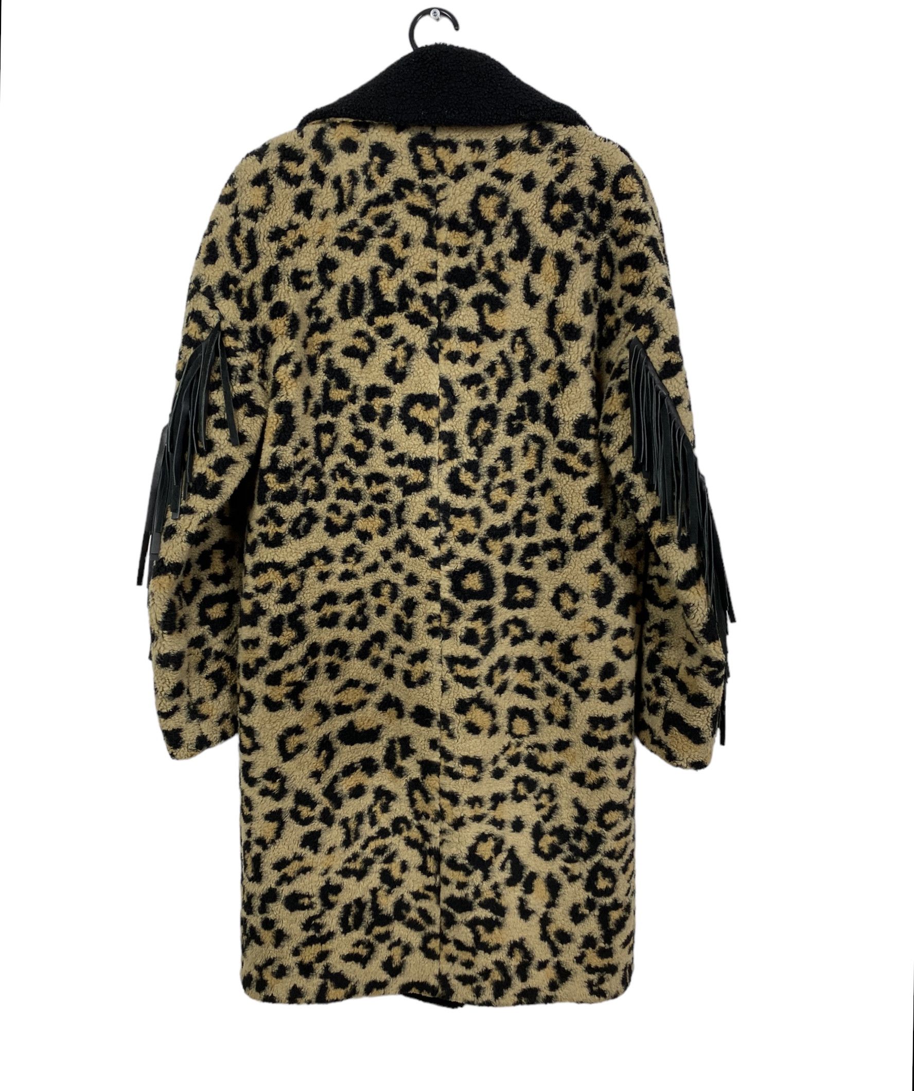 Designer Delcorso Luxury Leopard Printed Coat Leather Fringed size 42 Size M / US 6-8 / IT 42-44 - 13 Thumbnail