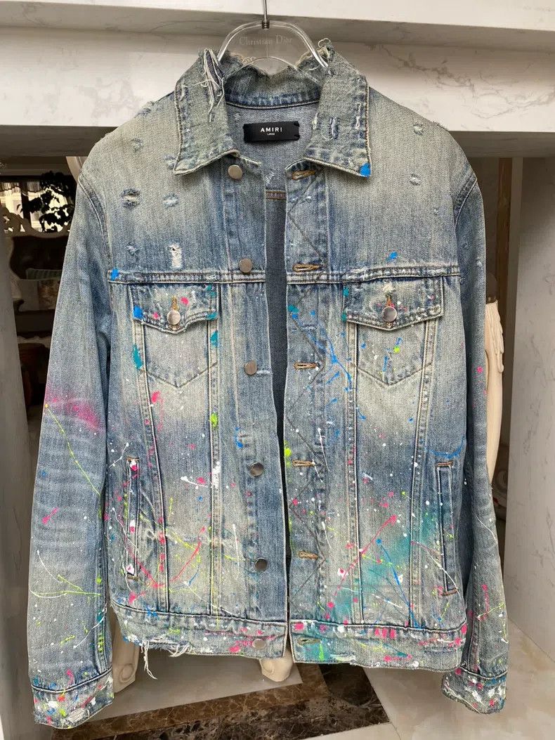 Amiri Amiri Denim jacket splashed with ink Size US L / EU 52-54 / 3 - 1 Thumbnail