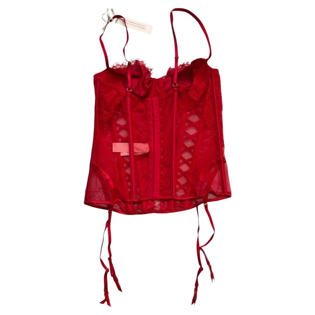 Victoria's Secret Victoria's Secret Red Lightly Lined Lace Corset Top, M Size ONE SIZE - 3 Thumbnail