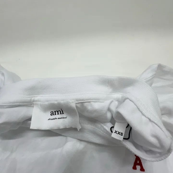 AMI AMIPARIS Heart Embroidery White Short Sleeve T-Shirt -2507 Size US XXS / EU 40 - 5 Thumbnail