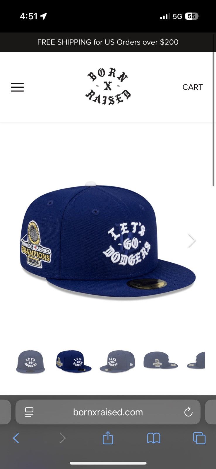 【NEW ERA born x raised】ドジャース キャップ ブルー Men's Los Angeles Dodgers New Era Royal 40th Anniversary