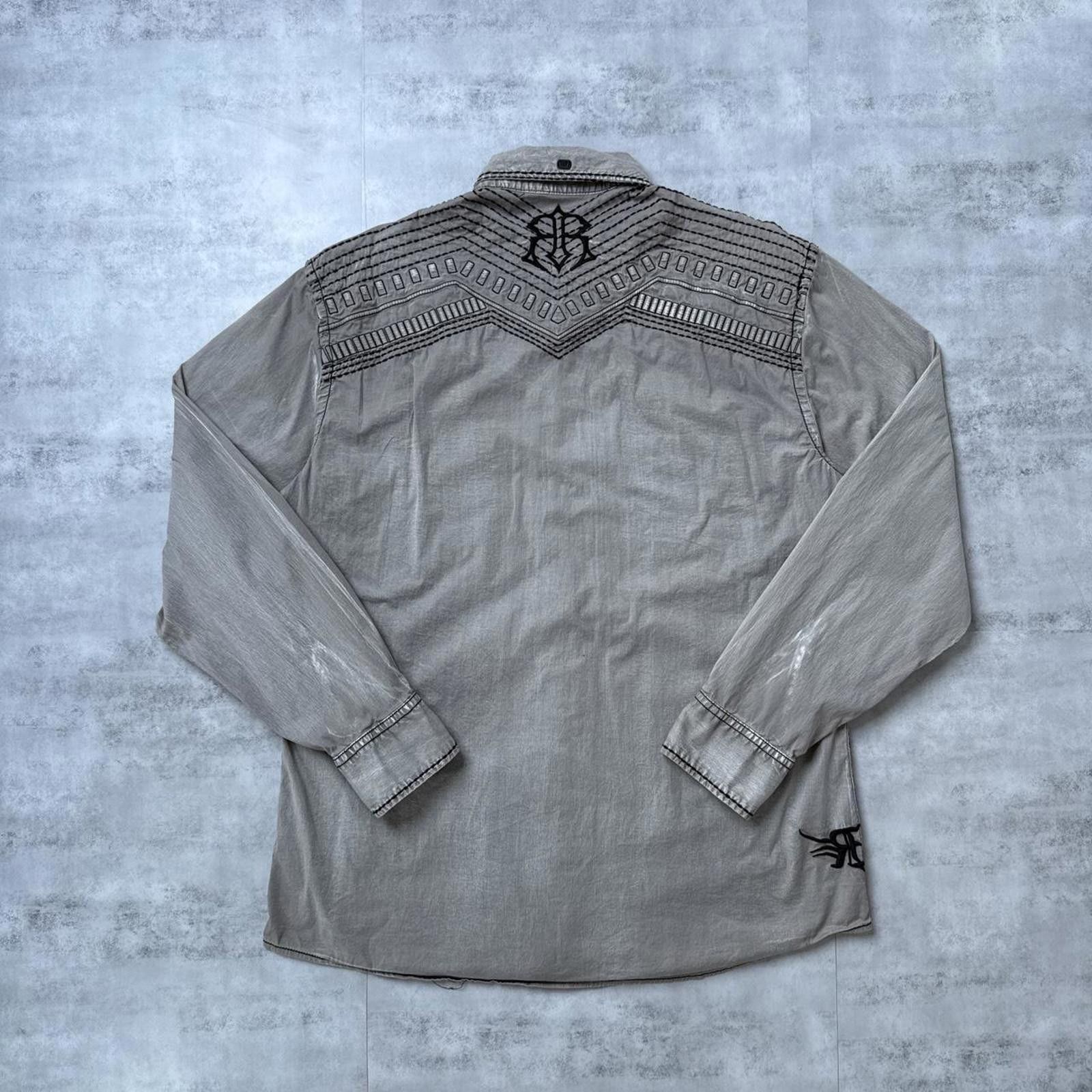 Roar Y2K Roar Gray Button Up Affliction Style 00s Shirt Size US XL / EU 56 / 4 - 2 Thumbnail