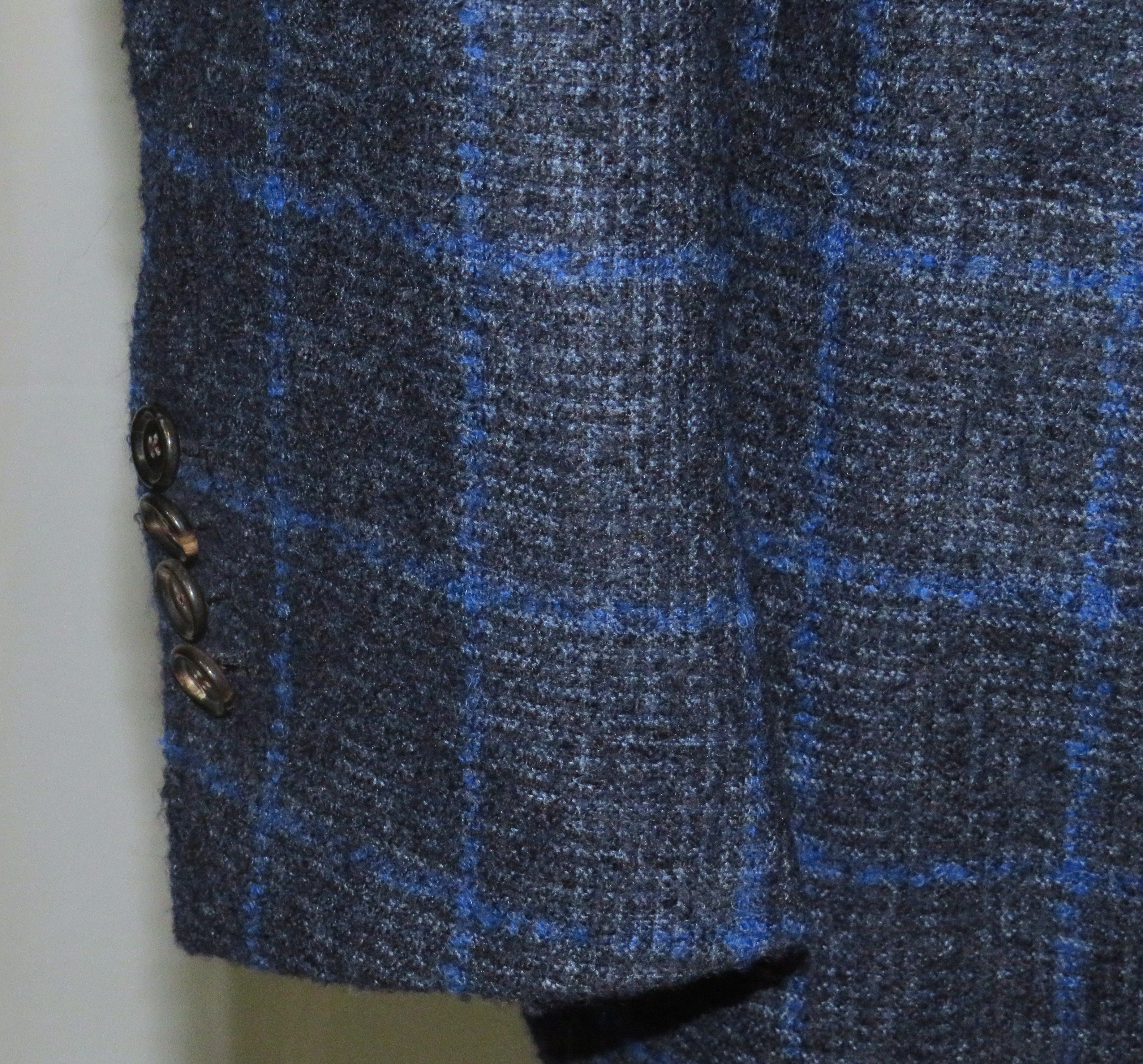 Cesare Attolini Handmade Alpaca Blend Gray & Blue Plaid Flannel Blazer 40R Size 40R - 8 Thumbnail