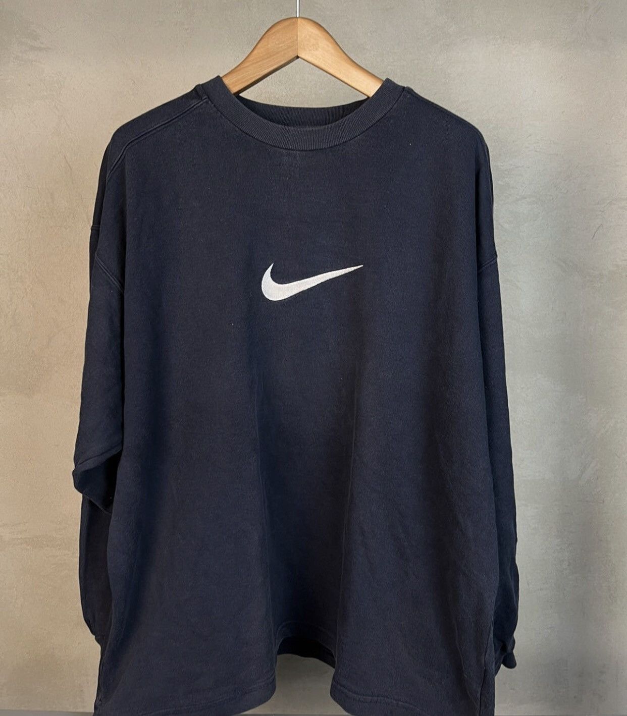 Nike × Vintage Vintage Nike 90’s Sweatshirt Big Swoosh Logo Size US XL / EU 56 / 4 - 1 Thumbnail