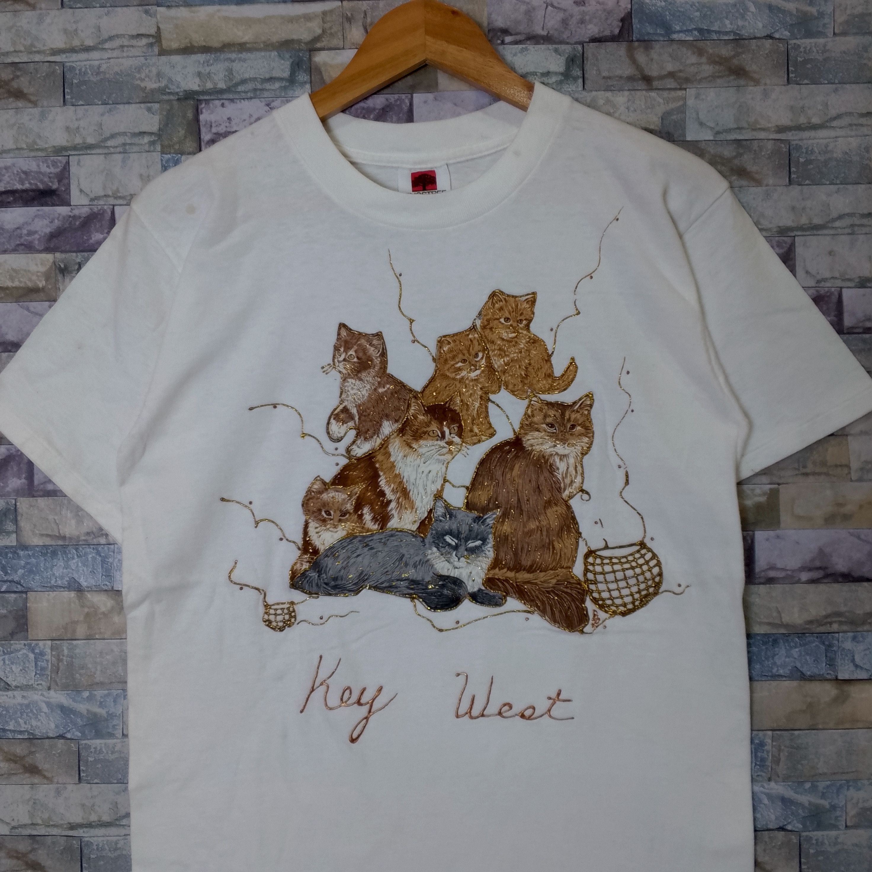 Vintage Vintage 90s Key West Cat Embroidered Tee Size US M / EU 48-50 / 2 - 4 Thumbnail