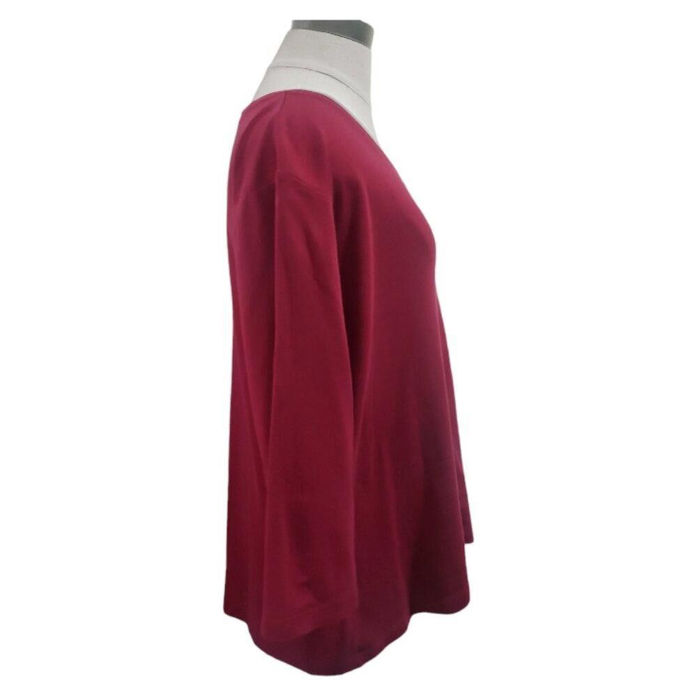 L.L. Bean CT1813 L.L. Bean 3/4 Sleeve V-neck Cotton Tee 1X Size XL / US 12-14 / IT 48-50 - 2 Thumbnail