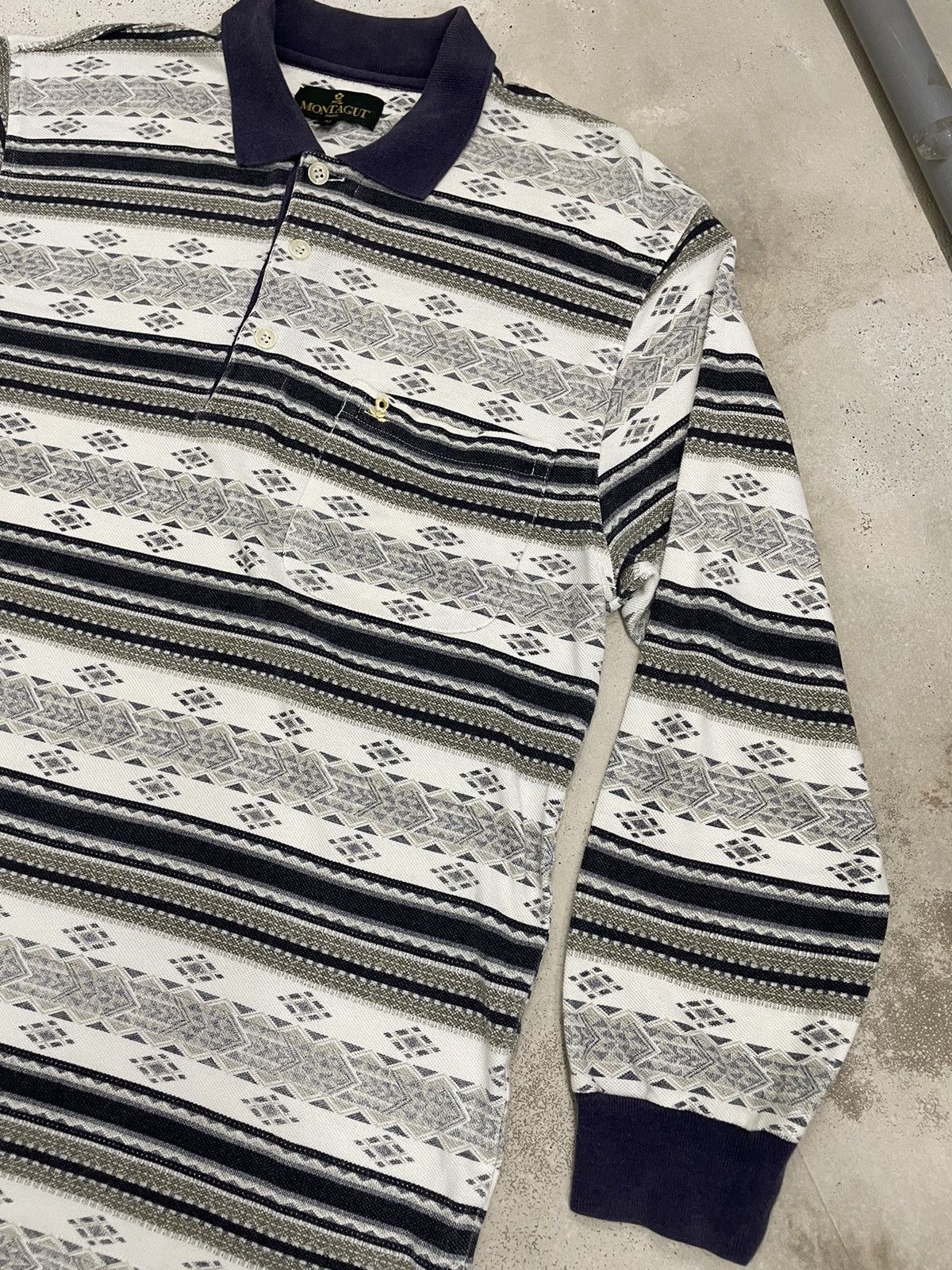 Montagut × Vintage Vintage Montagut Paris Long Sleeve Polos Abstract Art Size US M / EU 48-50 / 2 - 4 Thumbnail