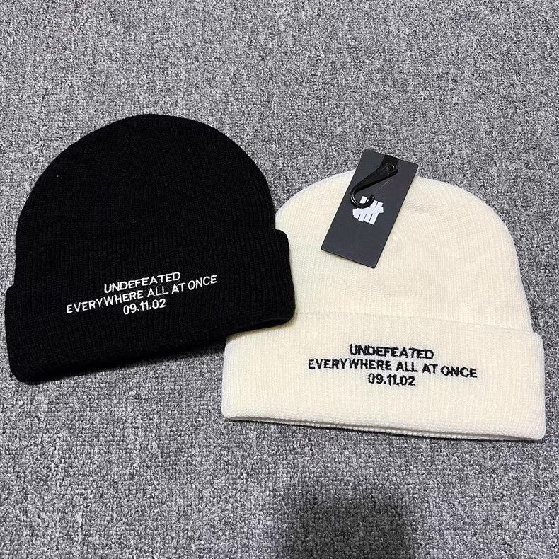 Undefeated Undefeated" Embroidered Slogan Knit Beanie. Q7 Size ONE SIZE - 1 Thumbnail