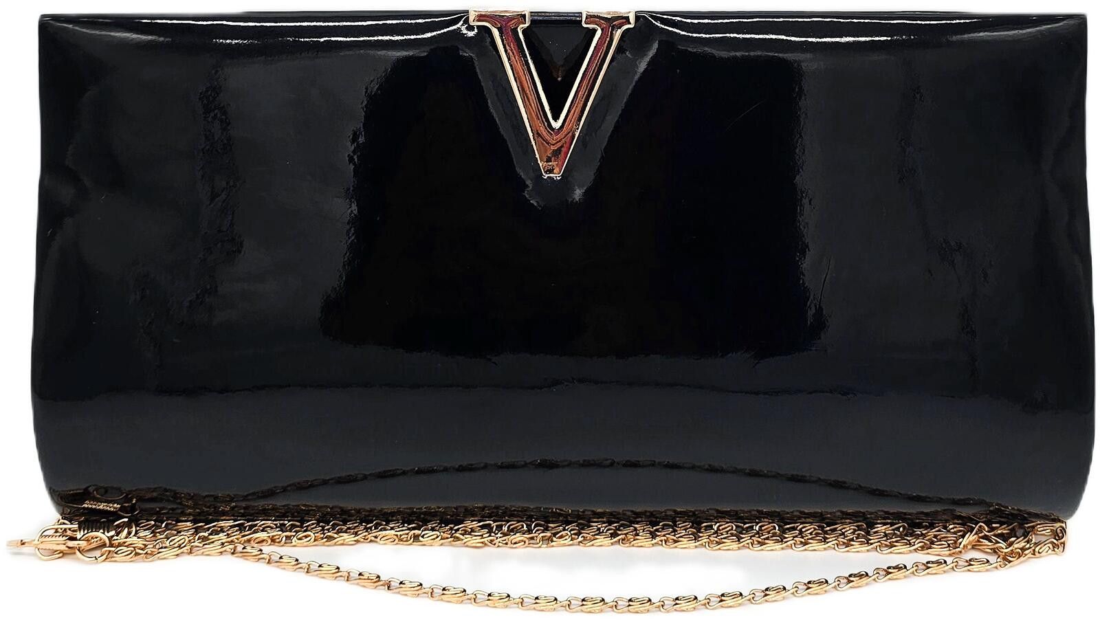 Other Black Faux Leather Clutch with Gold Chain Size ONE SIZE - 2 Thumbnail