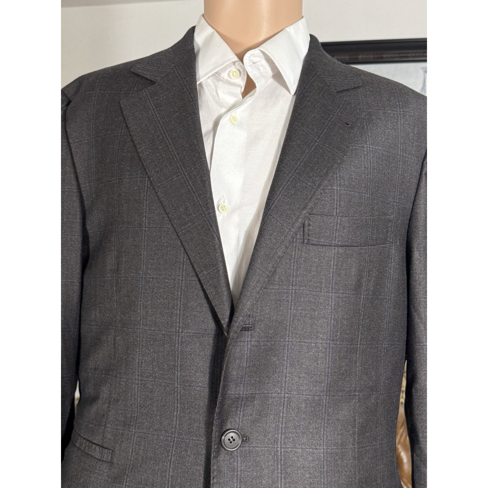 Brunello Cucinelli Brunello Cucinelli Virgin Wool Brown Blue Plaid Blazer 50/40 Size 40R - 2 Thumbnail