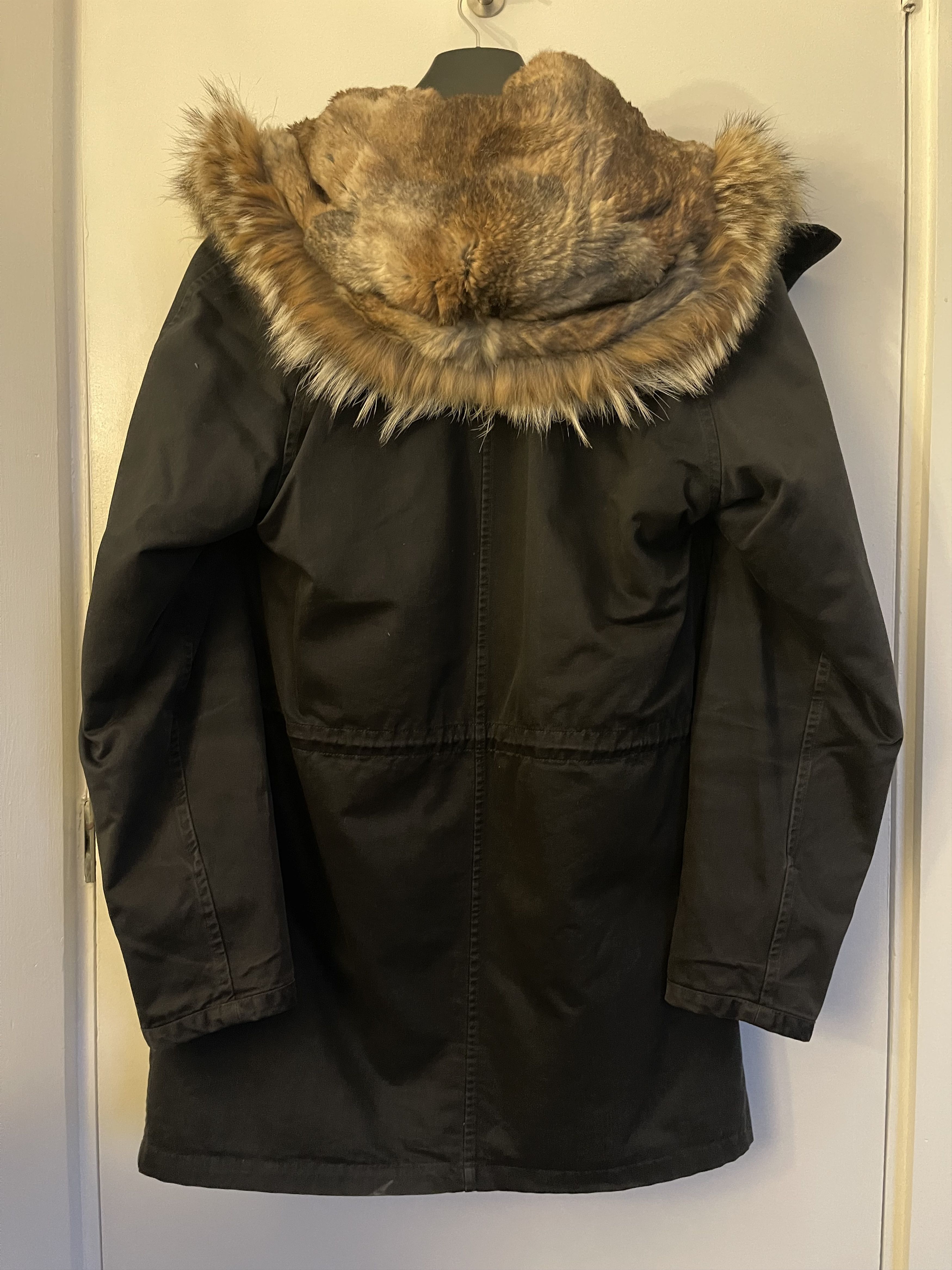 YS long fur parka with fur hood
