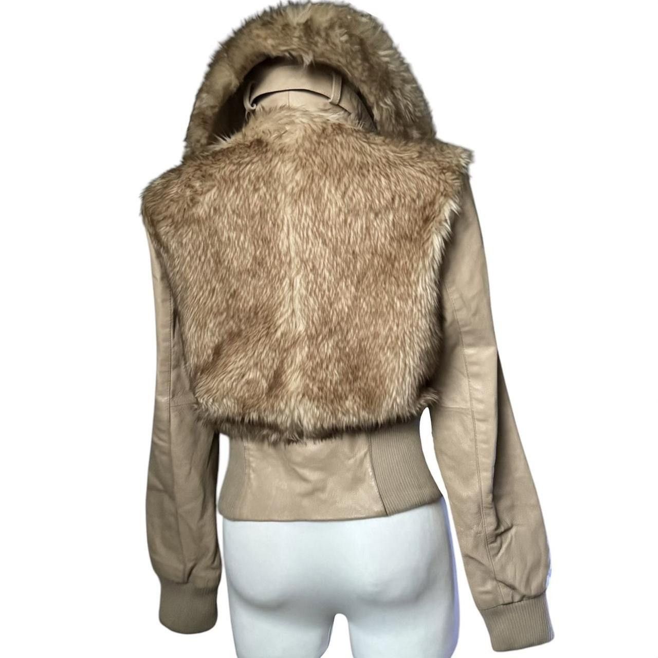 Vintage Genuine leather jacket with fur details and cinched inserts Size S / US 4 / IT 40 - 2 Thumbnail