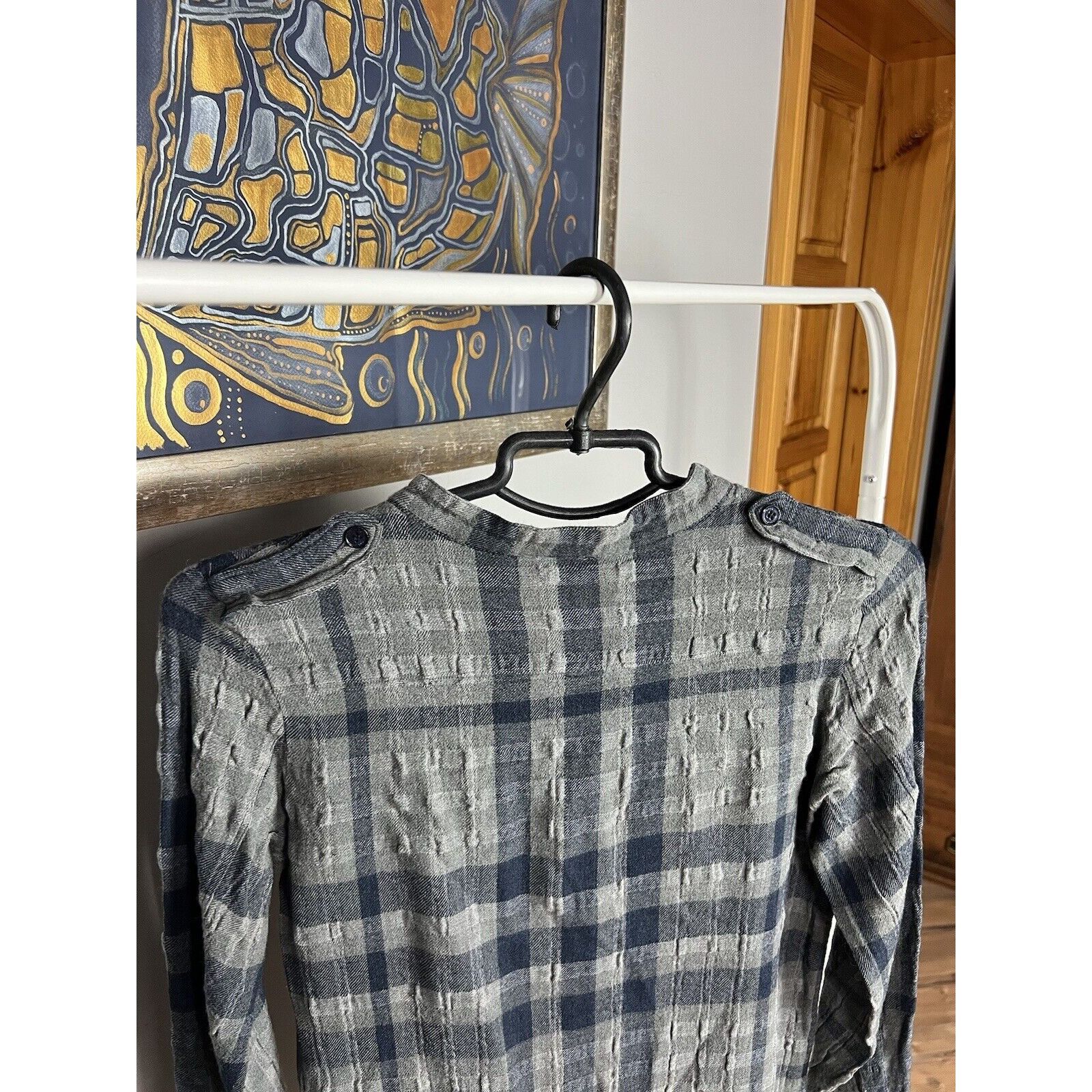 Burberry Burberry Nova Check Print Light Blue Women`s Wool Tunic Shir Size XS / US 0-2 / IT 36-38 - 9 Thumbnail