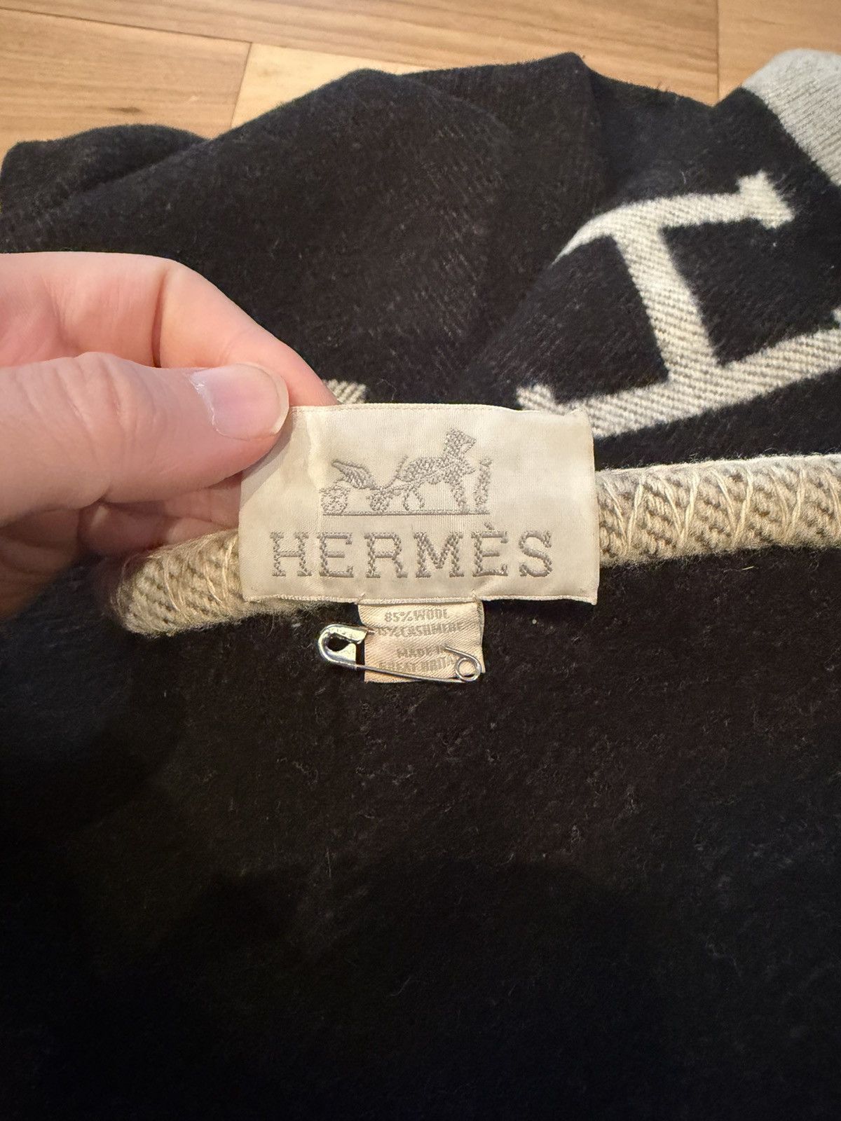 Hermes Hermes Avalon Black Throw Blanket Size ONE SIZE - 2 Thumbnail