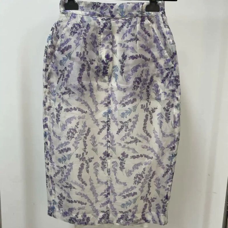 MaxMara Summer Lilac Silk Midi Skirt 0089