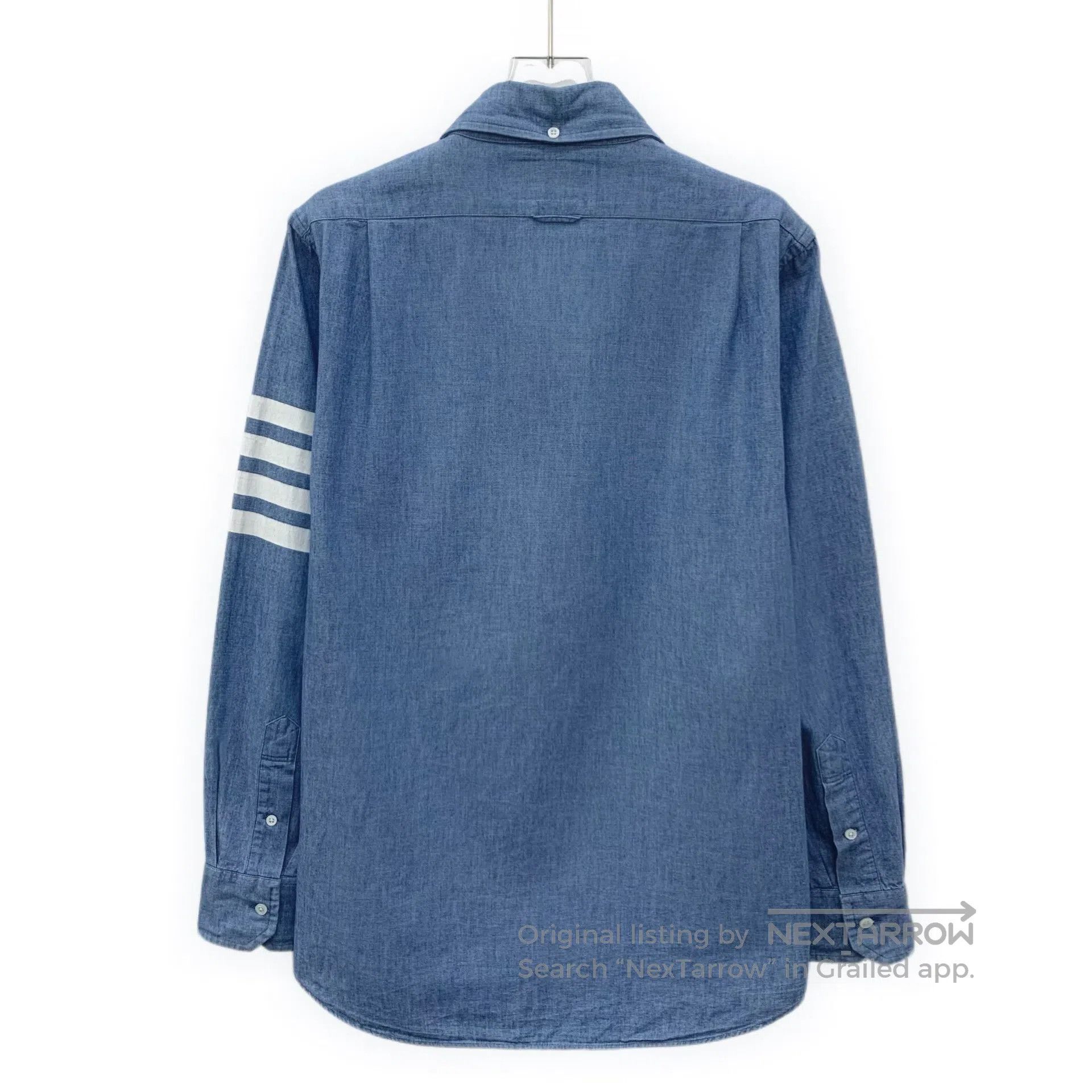 Thom Browne Thom Browne Classic blue four-stripe cotton collar single- Size US S / EU 44-46 / 1 - 2 Thumbnail