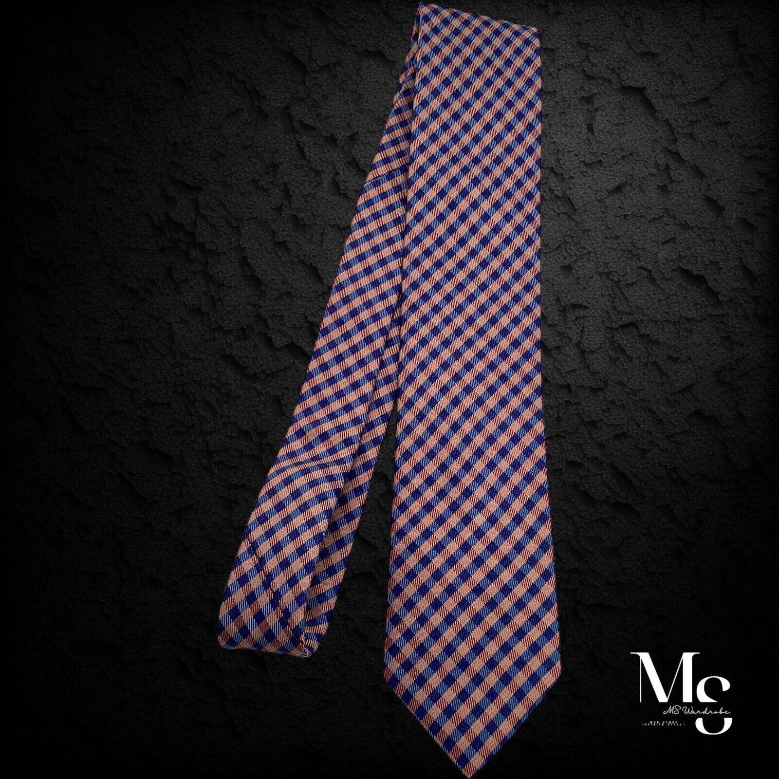Ted Baker TED BAKER Orange Blue PLaids & Cheks Italian Silk Tie Made I Size ONE SIZE - 6 Thumbnail