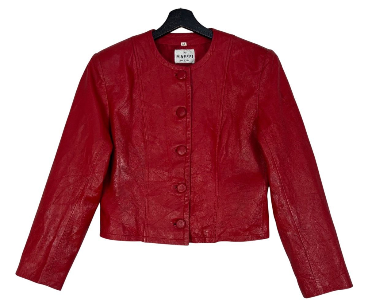Vintage Vintage Maffei Italy Red Leather Jacket Size M / US 6-8 / IT 42-44 - 1 Thumbnail
