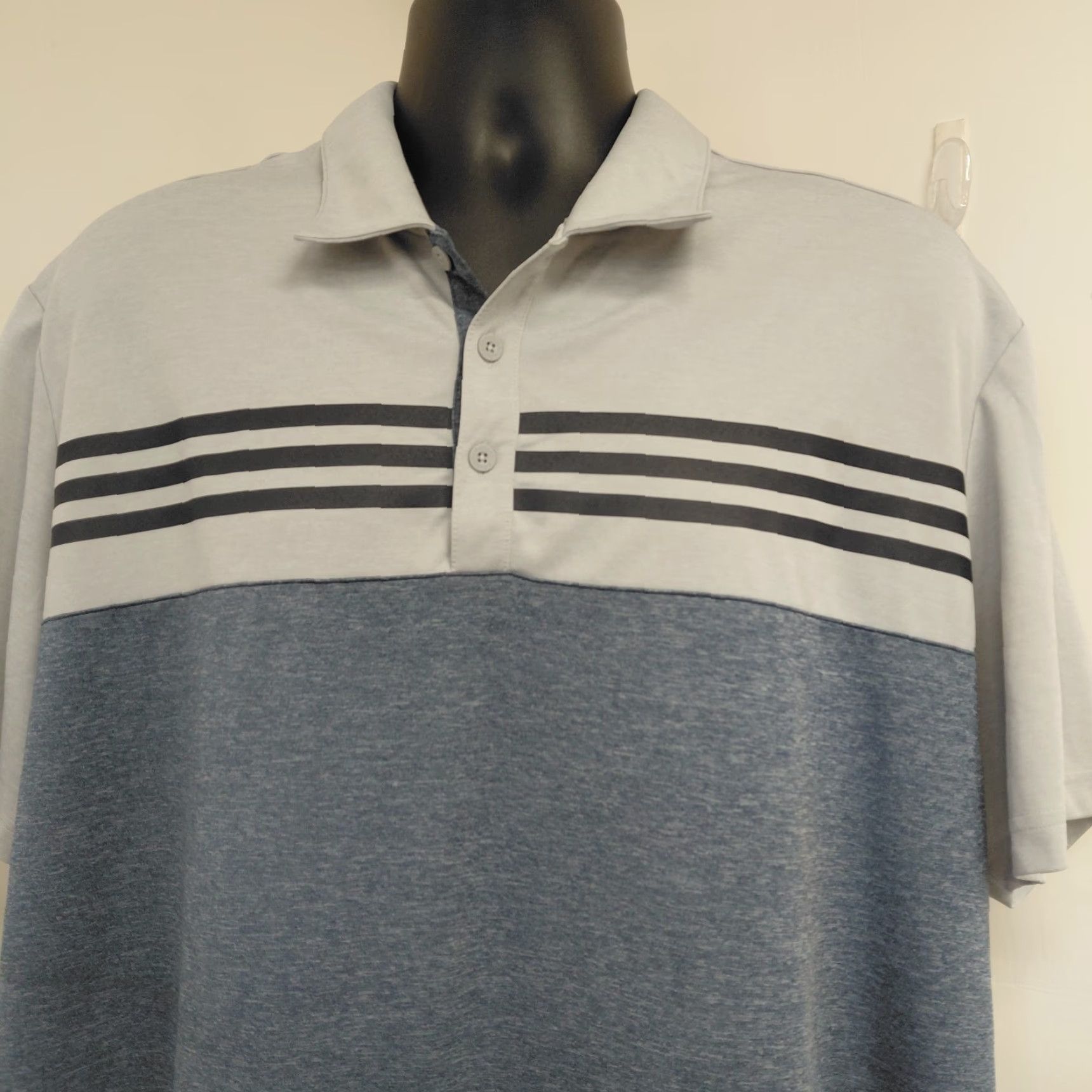 Adidas Adidas Golf Polo Mens 2XL Blue/Gray Short Sleeve 3-Stripe Logo Casual Size US XXL / EU 58 / 5 - 4 Thumbnail