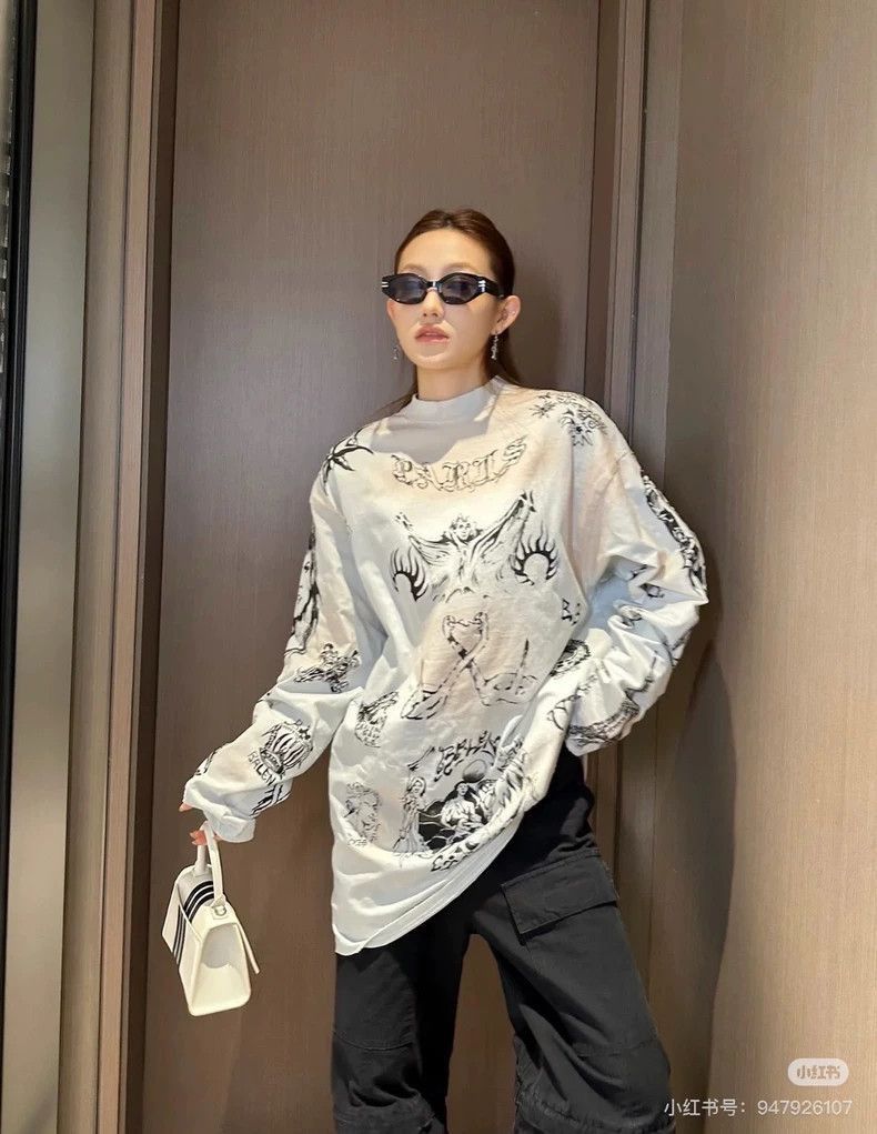 Balenciaga Balenciaga new 24ss dirty worn tattooed long sleeved shirt- Size US M / EU 48-50 / 2 - 6 Thumbnail