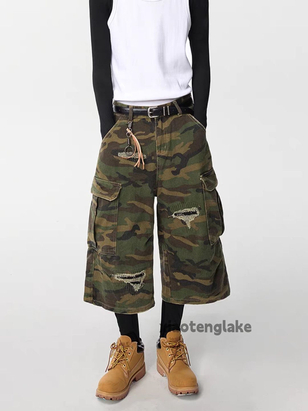 Vintage Unisex utility loose baggy skate hiphop flared shorts Size US 33 - 1 Thumbnail