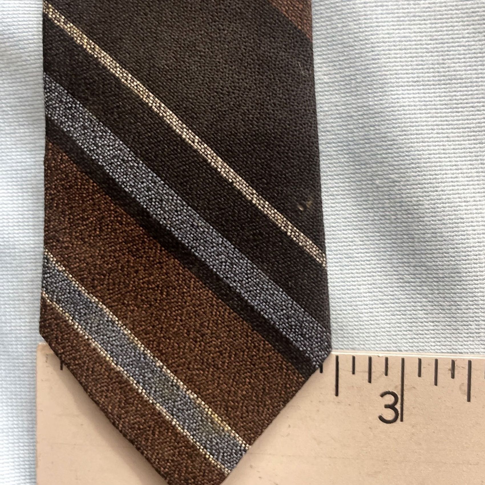 MCM VINTAGE 60s MCM Repp Tie Multi Skinny Stripe MadMen Business Brown Gray 2.5x56 Capsule Necktie) Size ONE SIZE - 7 Thumbnail