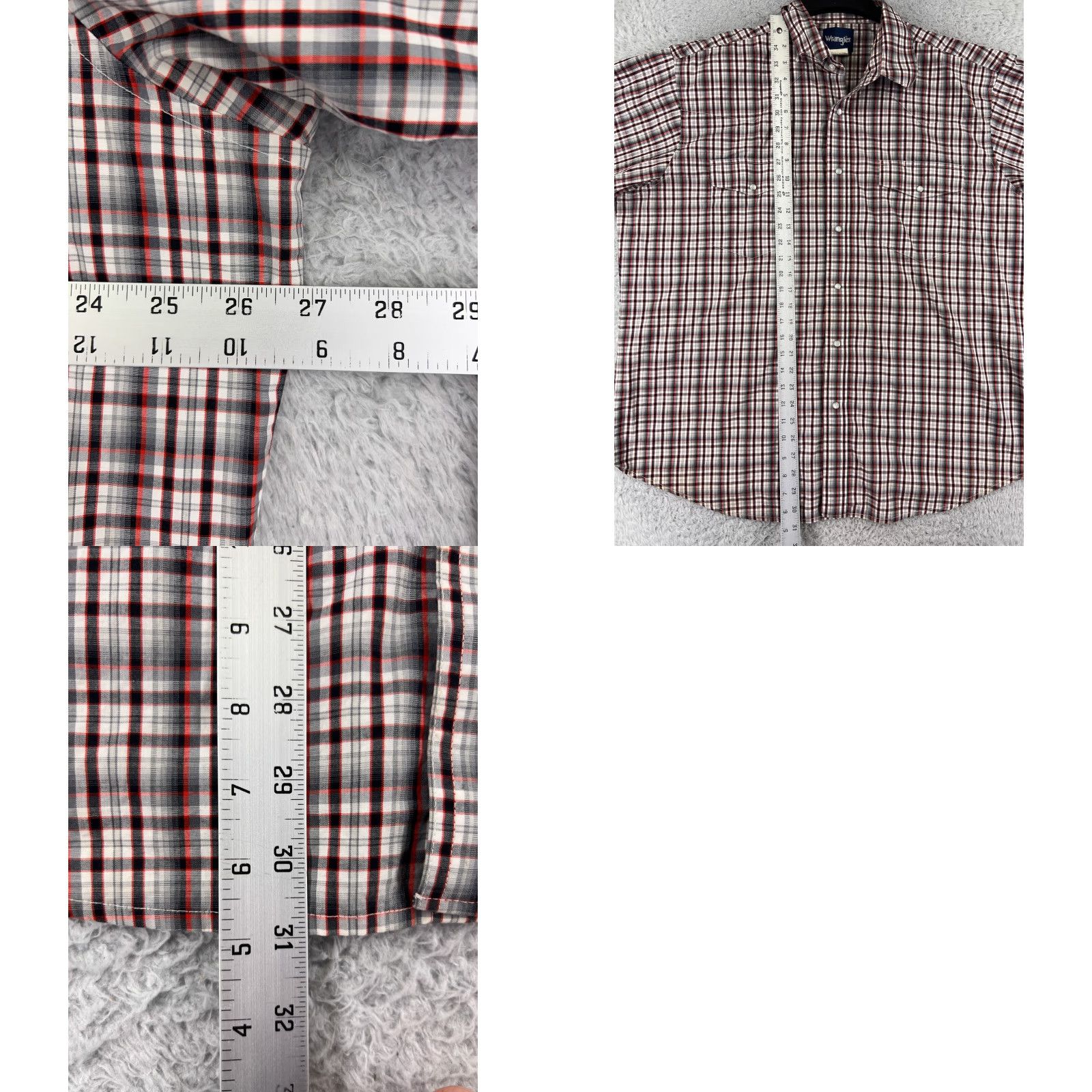 Wrangler Wrangler Shirt Mens 2XL XXL Red Black Plaid Western Pearl Snap Short Sleeve Size US XXL / EU 58 / 5 - 9 Thumbnail