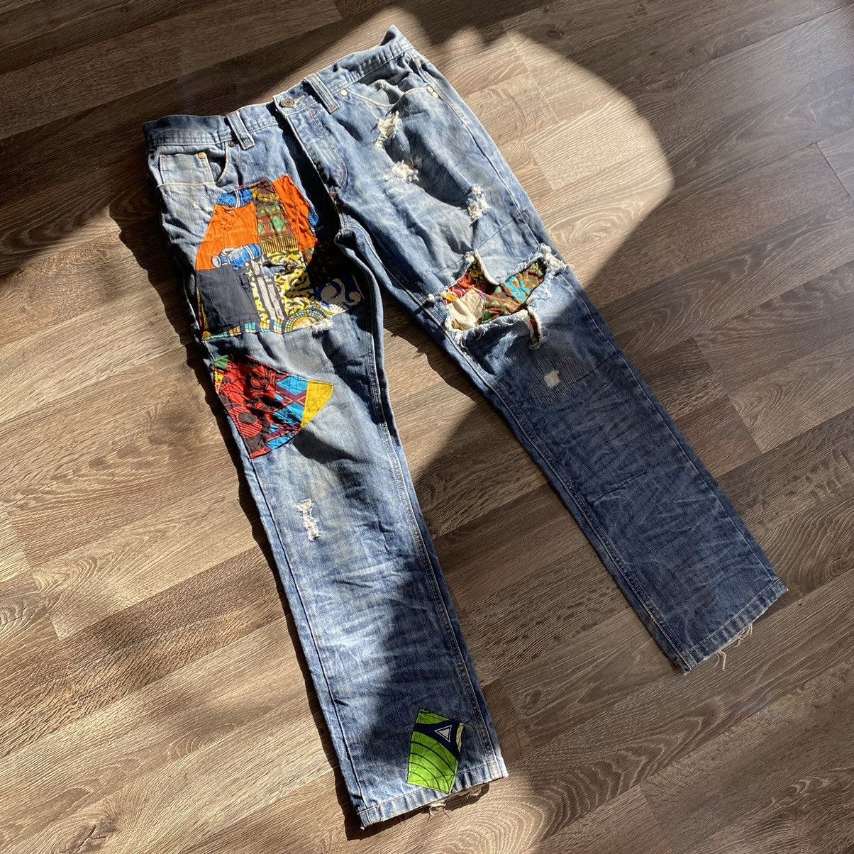 Vintage Custom patch work denim pants Size US 34 / EU 50 - 2 Thumbnail