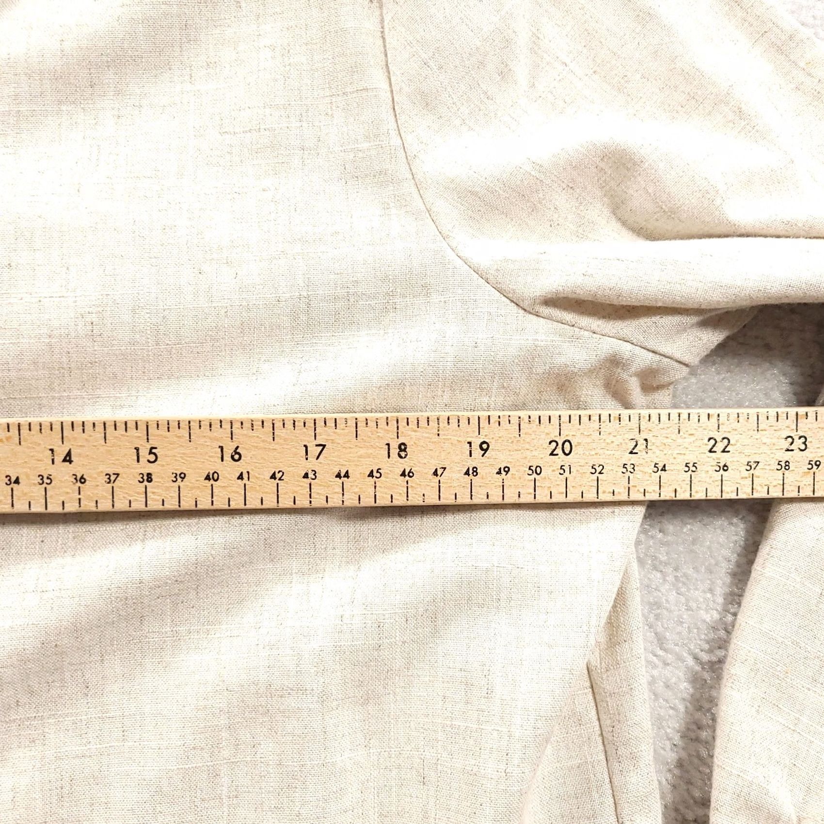 Vintage Sag Harbor Womens 14 Linen Blend Tan Beige Button-Up Top Shoulder Pads Pockets Shirt Casual Womens Size XL / US 12-14 / IT 48-50 - 4 Thumbnail