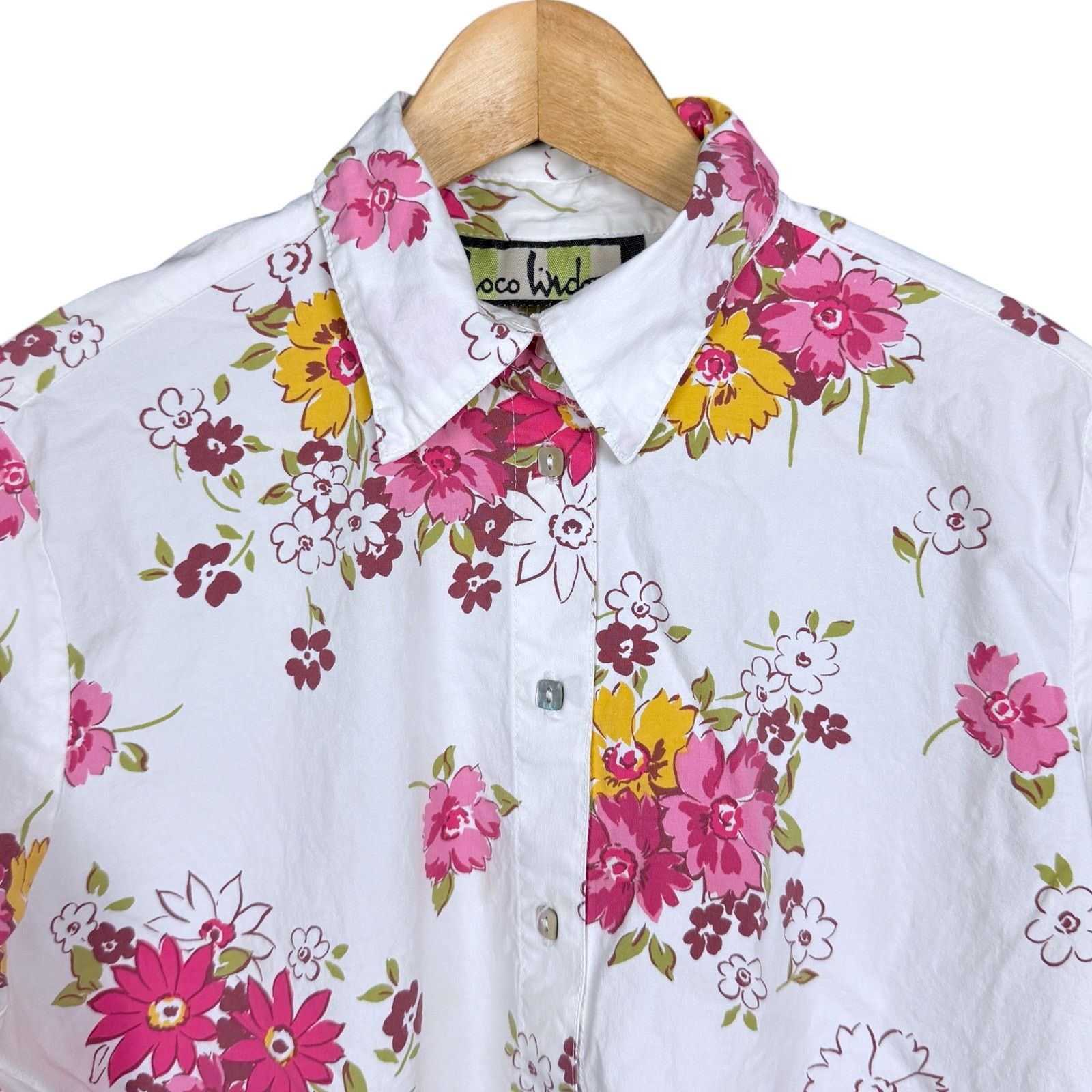Other Vintage 90s LOCO LINDO Small Top Blouse White Pink Floral Size S / US 4 / IT 40 - 3 Thumbnail