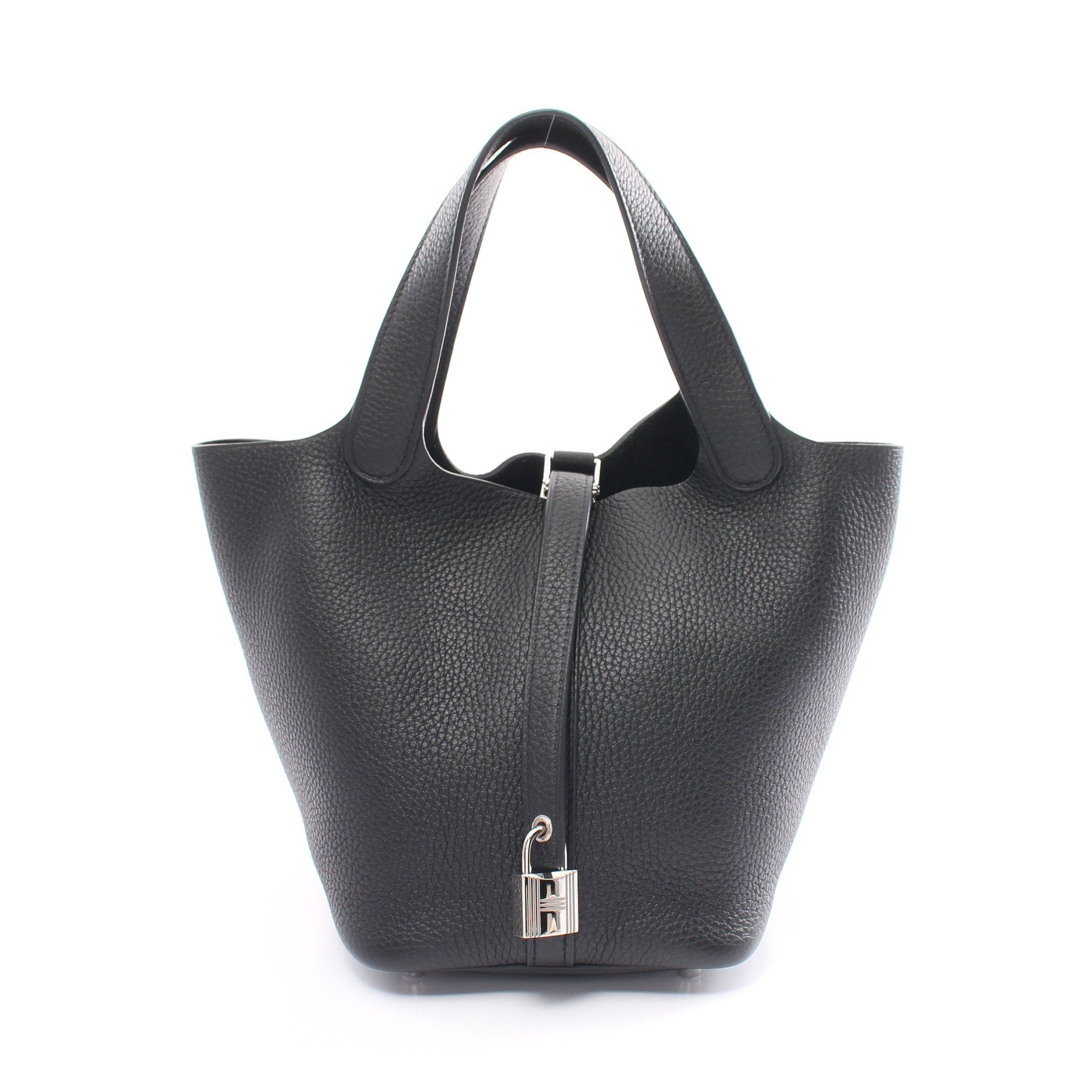 Hermes Hermes Picotan Lock Pm Handbag Clemence Leather Black Silver Hardware Z Stamp Size ONE SIZE - 1 Thumbnail