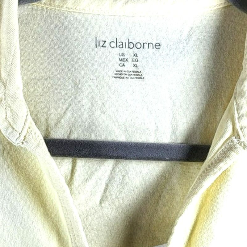 Liz Claiborne Liz Claiborne Yellow V-Neck Polo Short Sleeve Shirt Size XL Size XL / US 12-14 / IT 48-50 - 5 Thumbnail
