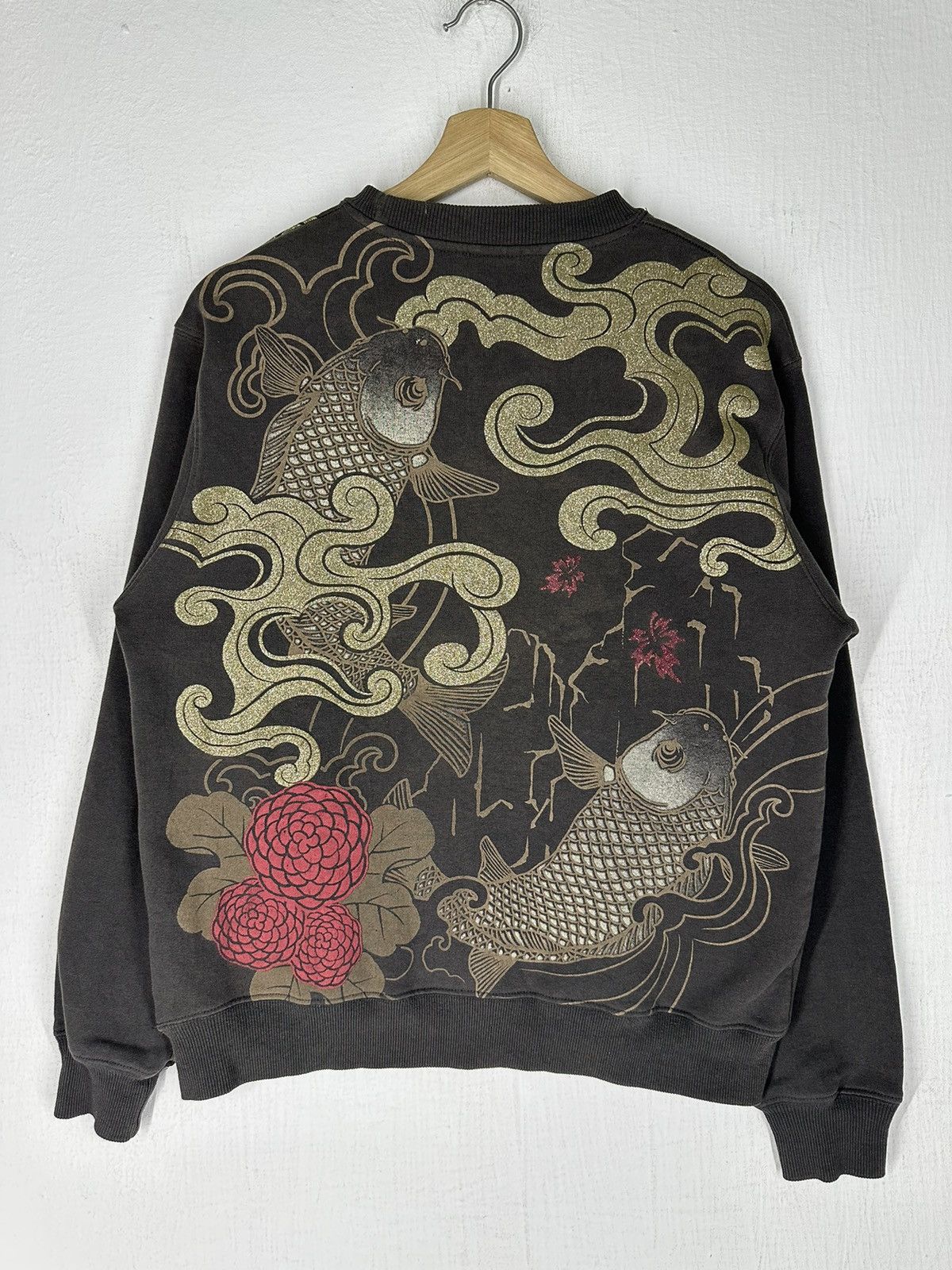 Bullet Noise Vintage Sukajan Japanese Design Koi Fish Sweatshirt Size US S / EU 44-46 / 1 - 2 Thumbnail