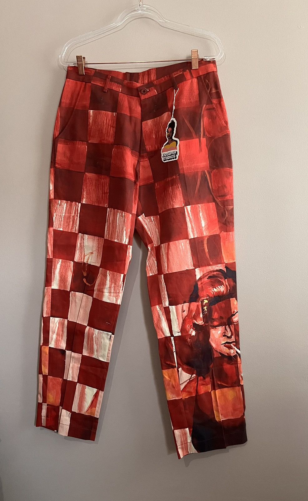 image of Kidsuper Studios Strangers In The Night Pants in Red, Men's (Size 32)