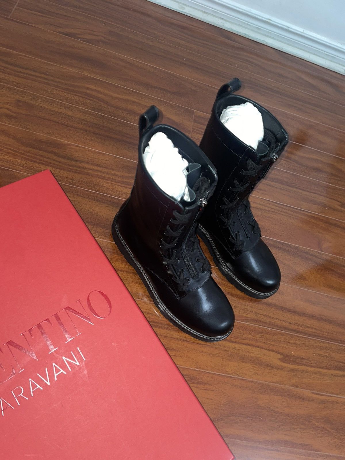 Valentino Black Leather Combat boots Size US 11 / EU 44 - 9 Thumbnail