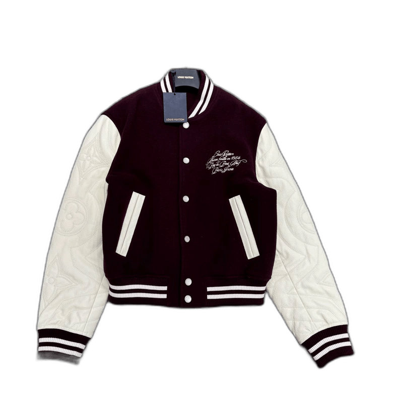 Louis Vuitton Burgundy Embroidered Baseball Jacket-yf