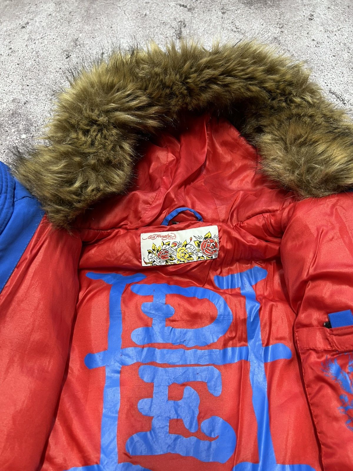 Ed Hardy Ed Hardy by Christian Audigier Embroidered Fur Bomber Jacket Size M / US 6-8 / IT 42-44 - 11 Thumbnail