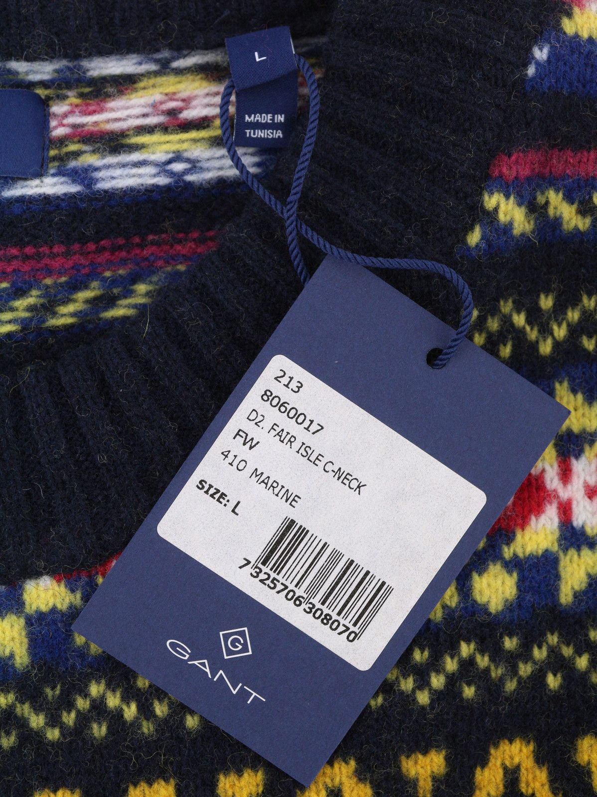 Gant FAIR ISLE C-NECK L Marine Lambswool Jumper 87314 Size US L / EU 52-54 / 3 - 7 Thumbnail