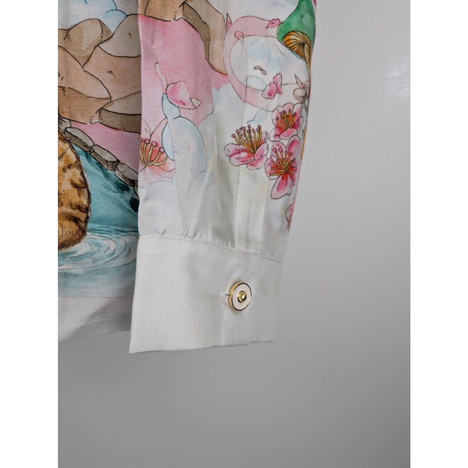 Casablanca o1rshd1 Silk Twill Cuban Collar Long Sleeve Shirt in Flowers Size US L / EU 52-54 / 3 - 6 Thumbnail