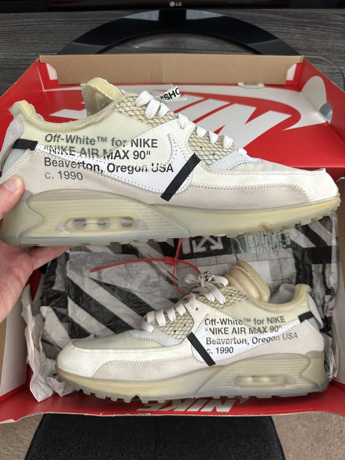 Other White Nike Air Max 90 (The 10) Size US 11.5 / EU 44-45 - 4 Thumbnail