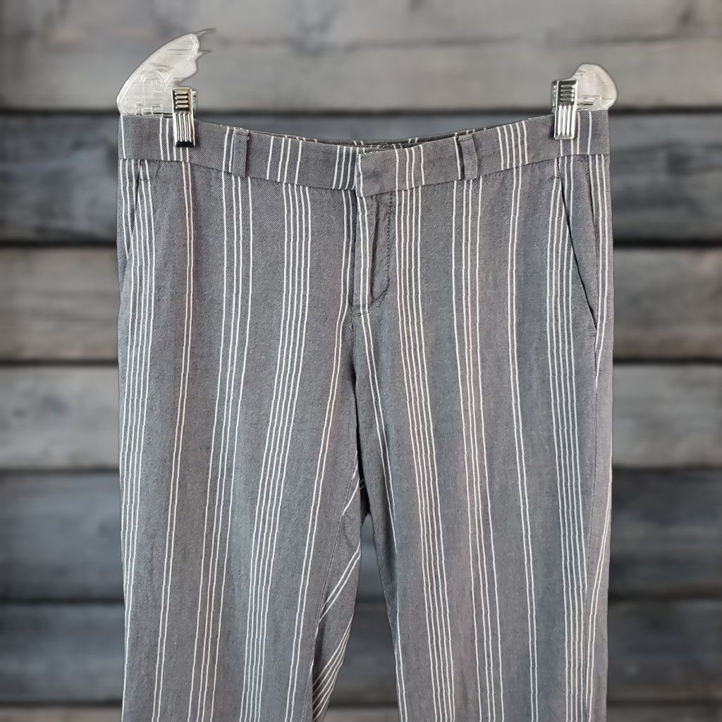 Banana Republic Banana Republic Women's Trouser Pants Sz 8 Long Gray Stripe Cotton Mid Rise Pants Women Size 30" / US 8 / IT 44 - 1 Thumbnail