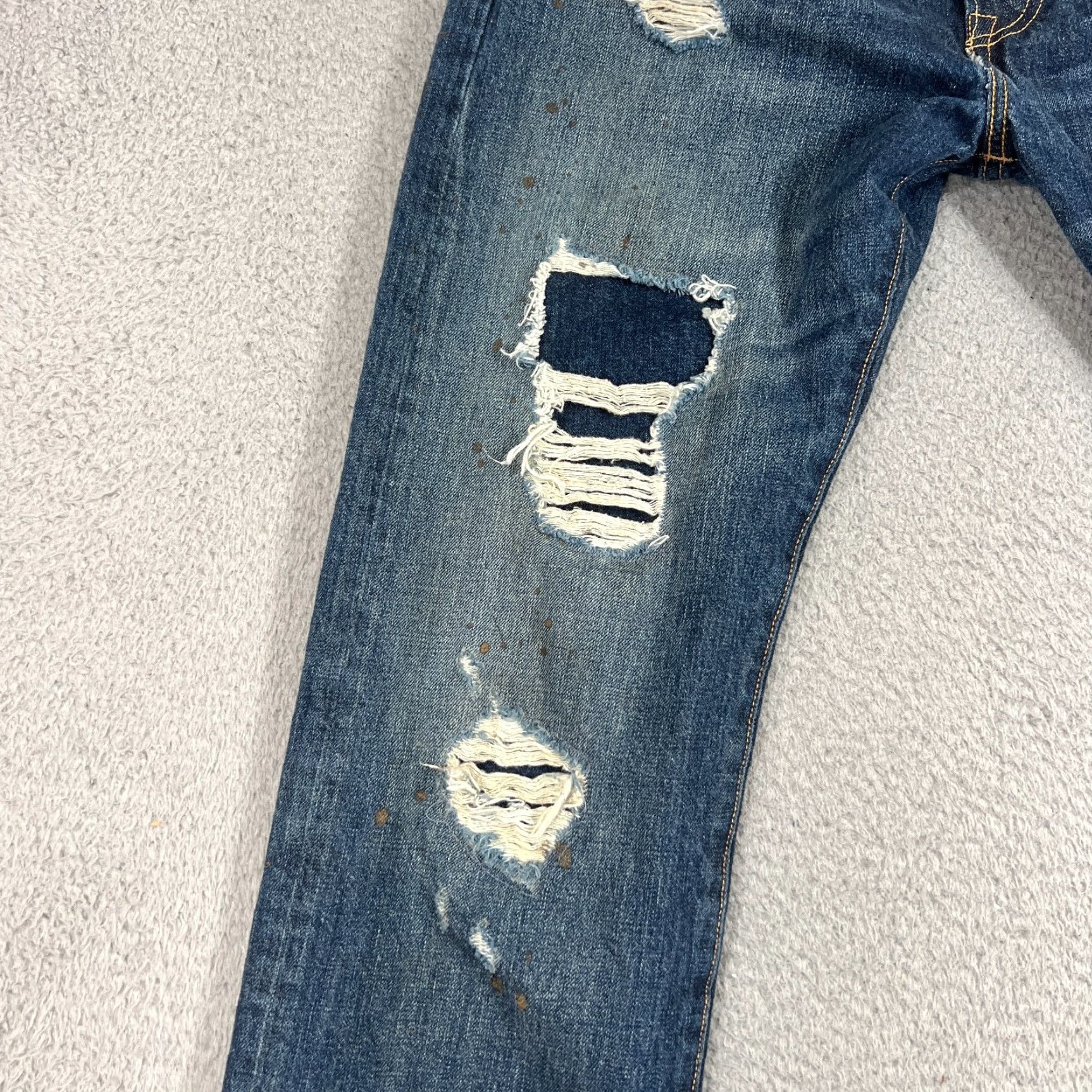 Levi's Levi's 501 Jeans Mens 34x32 Straight Leg Blue Distressed Comfort Casual Size US 34 / EU 50 - 2 Thumbnail