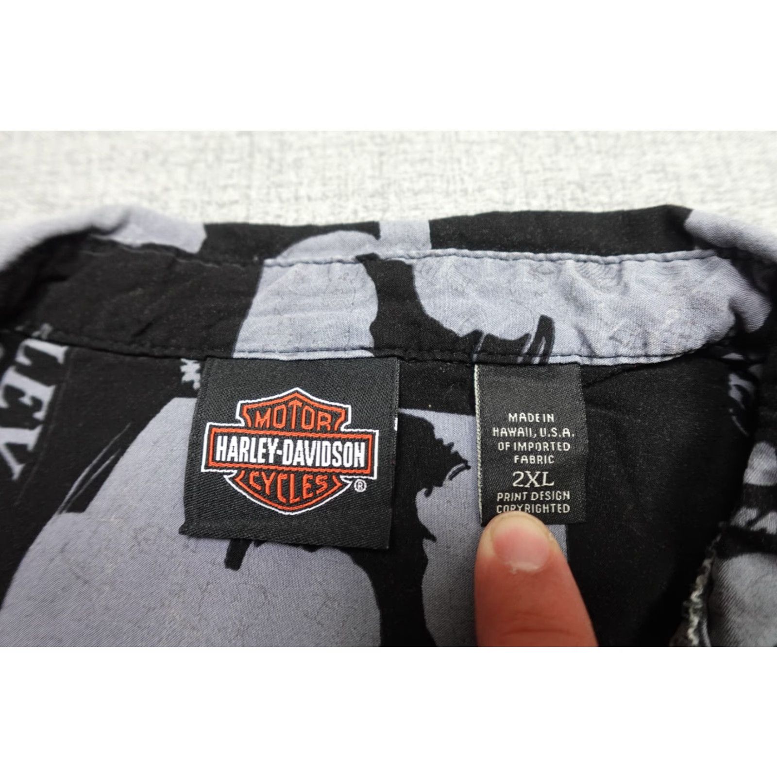 Harley Davidson Harley-Davidson Shirt Mens 2XL Black All Over Print Lightweight Button T-Shirt Size US XXL / EU 58 / 5 - 2 Thumbnail