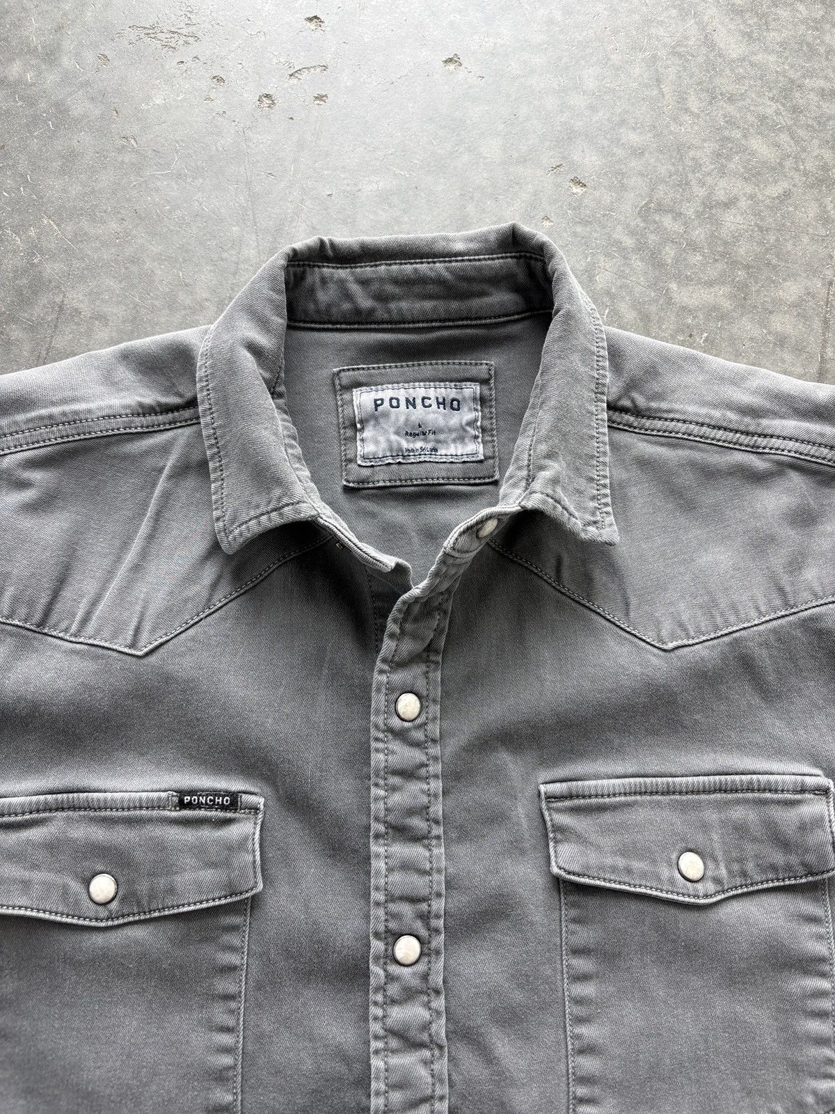 Other Poncho Pearl Snap Brushpopper Shirt Gray Large Regular Fit Size US L / EU 52-54 / 3 - 4 Thumbnail