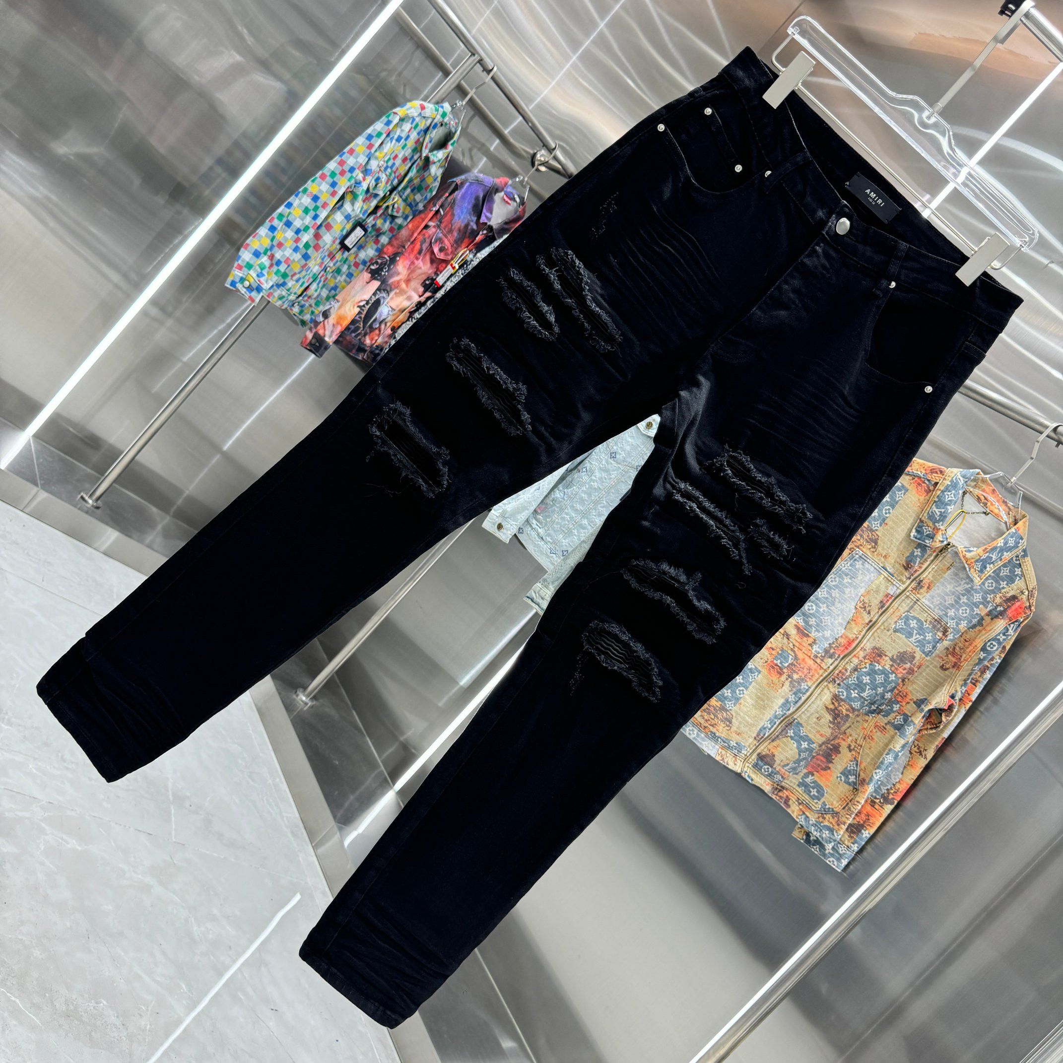 Other Broken hole street trend slim fit small leg elastic jeans Size US 34 / EU 50 - 2 Thumbnail
